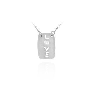 Love Necklace with Cubic Zirconia in Sterling Silver (11 x 14 mm)