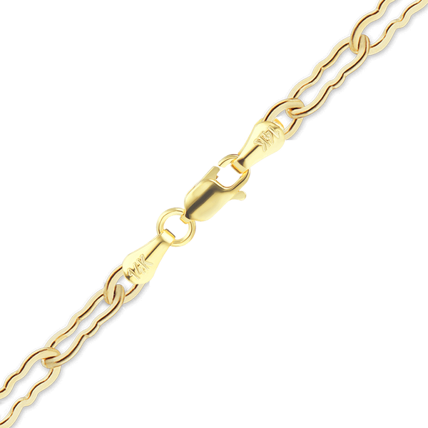 Finished Flat Krinkle Anklet in 14K Yellow Gold (1.50 mm)