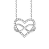 Intertwined Heart and Infinity Necklace with Cubic Zirconia in Sterling Silver (15 x 16 mm)