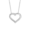 Open Heart Necklace with Cubic Zirconia in Sterling Silver (17 x 18 mm)