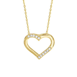 Open Heart Necklace with Cubic Zirconia in Sterling Silver (17 x 18 mm)