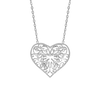 Heart with Filigree Necklace with Cubic Zirconia in Sterling Silver (19 x 20 mm)