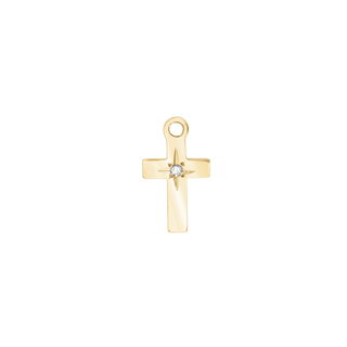 14K Gold Small Cross with Diamonds (15 x 7 mm)