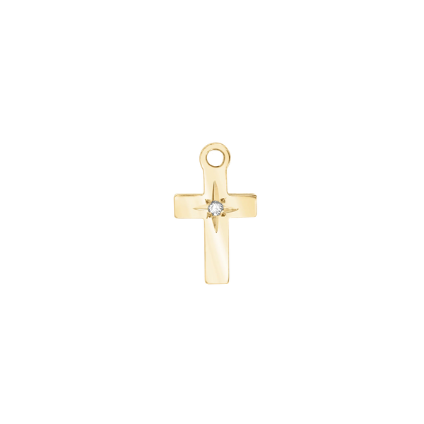 14K Gold Small Cross with Diamonds (15 x 7 mm)