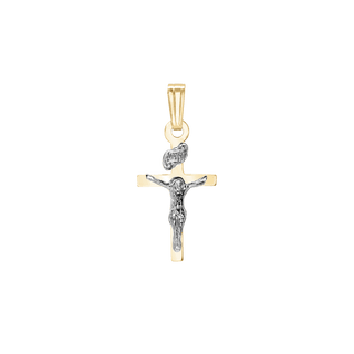 14K Two Tone Small Cross (20 x 9 mm)