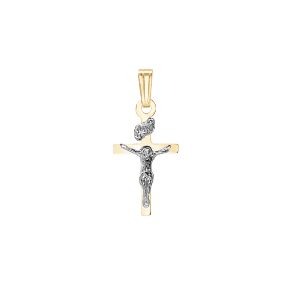 14K Two Tone Small Cross (20 x 9 mm)