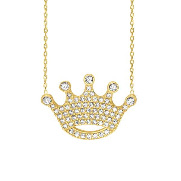 Crown Necklace with Cubic Zirconia in Sterling Silver (17 x 25 mm)