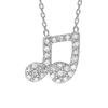 Music Note Necklace with Cubic Zirconia in Sterling Silver (11 x 9 mm)