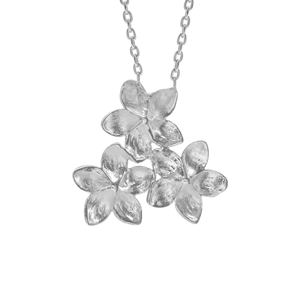 3 Flowers Necklace in Sterling Silver (21 x 18 mm)