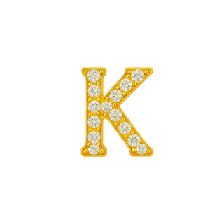 Large Initial Charm with Natural Diamonds Finding in 14K Gold (8 mm)