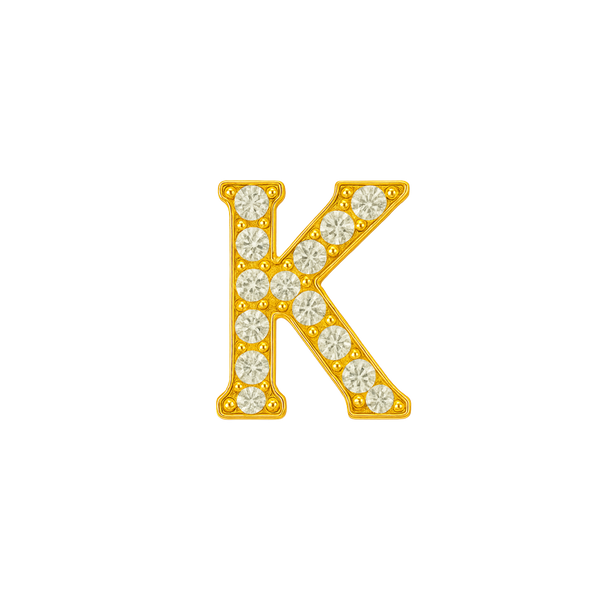 Large Initial Charm with Natural Diamonds Finding in 14K Gold (8 mm)