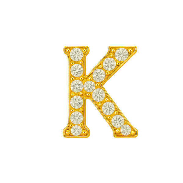 Large Initial Charm with Natural Diamonds Finding in 14K Gold (8 mm)