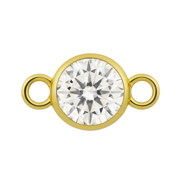 Diamond or Gemstone Bezel Bracelet/Necklace Charm in 14K Yellow Gold
