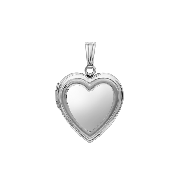 Embossed Heart Locket in Sterling Silver with Optional Engraving (28 x 19 mm)