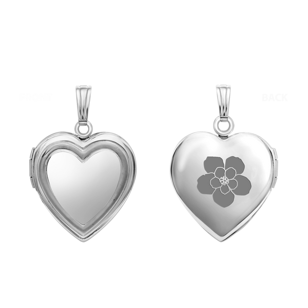 Embossed Heart Locket in Sterling Silver with Optional Engraving (28 x 19 mm)