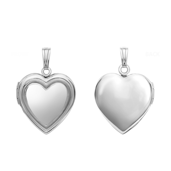 Embossed Heart Locket in Sterling Silver with Optional Engraving (28 x 19 mm)