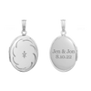 Hand Engraved Design Oval Locket with Diamonds in Sterling Silver with Optional Engraving (34 x 20 mm)