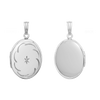 Hand Engraved Design Oval Locket with Diamonds in Sterling Silver with Optional Engraving (34 x 20 mm)