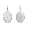 Hand Engraved Design Oval Locket with Diamonds in Sterling Silver with Optional Engraving (34 x 20 mm)