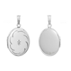 Hand Engraved Design Oval Locket with Diamonds in Sterling Silver with Optional Engraving (34 x 20 mm)