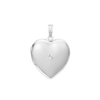 Heart Locket with Diamonds in Sterling Silver with Optional Engraving (34 x 26 mm)