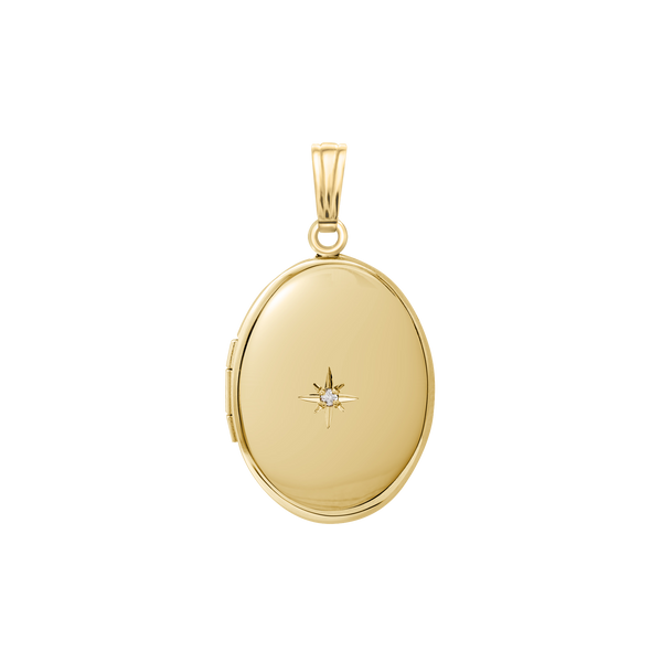 Oval Locket with Diamonds in 14K Gold Filled with Optional Engraving (30 x 16 mm - 38 x 23 mm)