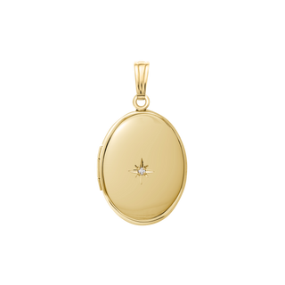 Oval Locket with Diamonds in 14K Gold Filled with Optional Engraving (30 x 16 mm - 38 x 23 mm)