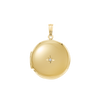 Round Locket with Diamonds in 14K Yellow Gold Optional Engraving (27 x 19 mm)