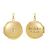 Round Locket with Diamonds in 14K Yellow Gold Optional Engraving (27 x 19 mm)