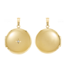 Round Locket with Diamonds in 14K Yellow Gold Optional Engraving (27 x 19 mm - 31 x 23 mm)