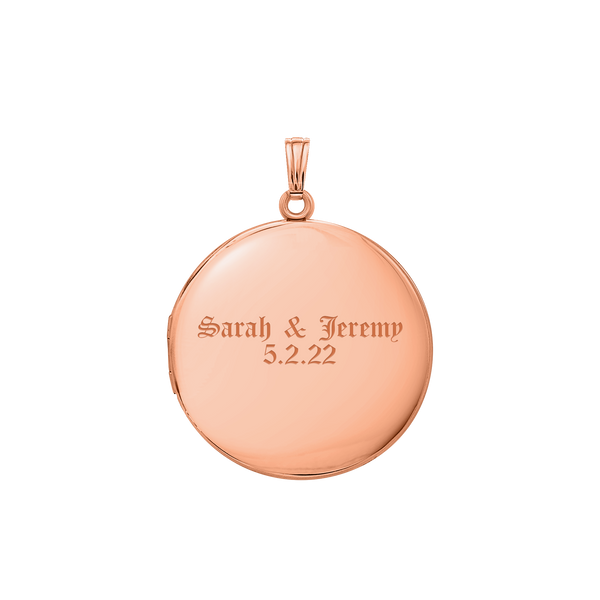 Plain Round Locket in Sterling Silver 18K Pink Gold Finish with Optional Engraving (14 mm - 32 mm)