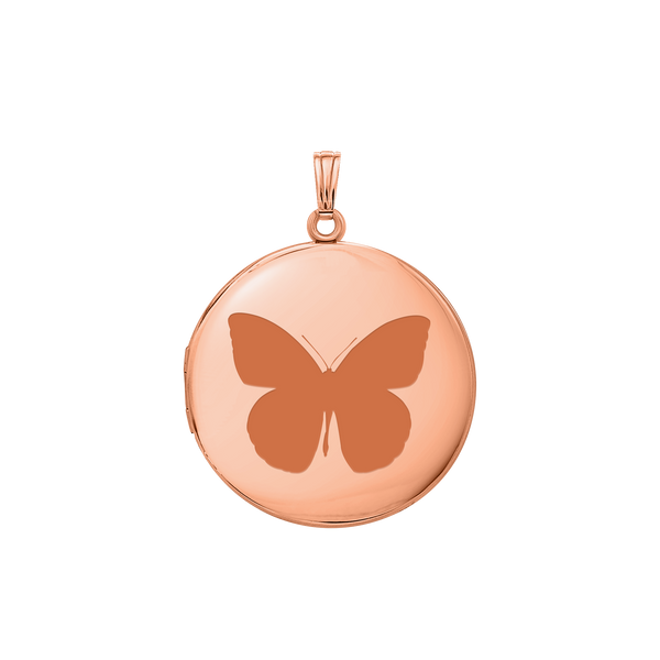 Plain Round Locket in Sterling Silver 18K Pink Gold Finish with Optional Engraving (14 mm - 32 mm)