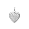 Embossed Engraved Design Heart Locket in Sterling Silver with Optional Engraving (29 x 19 mm)