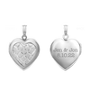 Embossed Engraved Design Heart Locket in Sterling Silver with Optional Engraving (29 x 19 mm)