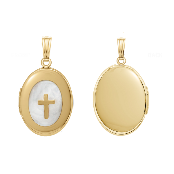 Mother of Pearl Oval Locket in 14K Gold Filled with Optional Engraving (30 x 16 mm)