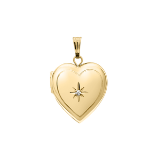 Heart Locket with Diamonds in 14K Gold Filled with Optional Engraving  (22 x 15 mm)