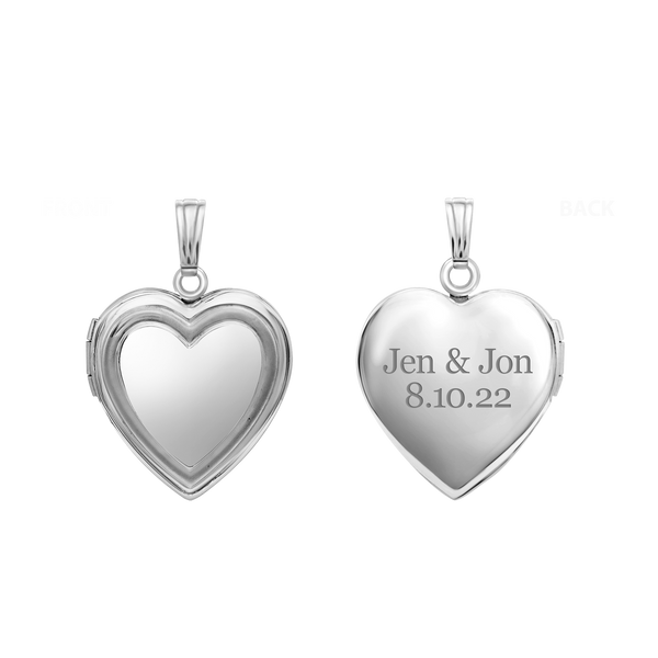 Embossed Heart Locket in Sterling Silver with Optional Engraving (15 mm - 19 mm)