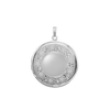 Hand Engraved Design Round Locket in Sterling Silver with Optional Engraving (41 x 32 mm)