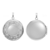 Hand Engraved Design Round Locket in Sterling Silver with Optional Engraving (41 x 32 mm)