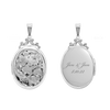 Hand Engraved Design Oval Locket in Sterling Silver  with Optional Engraving (35 x 24 mm)