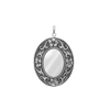 Antique Finish Embossed Oval Locket in Sterling Silver with Optional Engraving (57 x 39 mm)