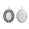 Antique Finish Embossed Oval Locket in Sterling Silver with Optional Engraving (57 x 39 mm)