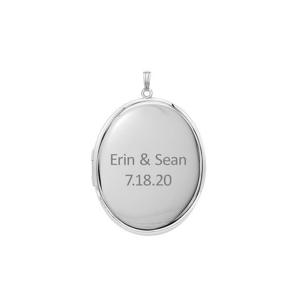 Plain Oval Locket in Sterling Silver with Optional Engraving (23 x 14 mm - 57 x 39 mm)