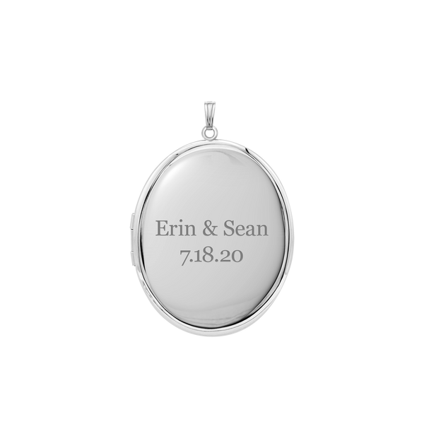 Plain Oval Locket in Sterling Silver with Optional Engraving (23 x 14 mm - 57 x 39 mm)