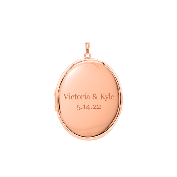 Plain Oval Locket in Sterling Silver 18K Pink Gold Finish with Optional Engraving (23 x 14 mm - 57 x 39 mm)