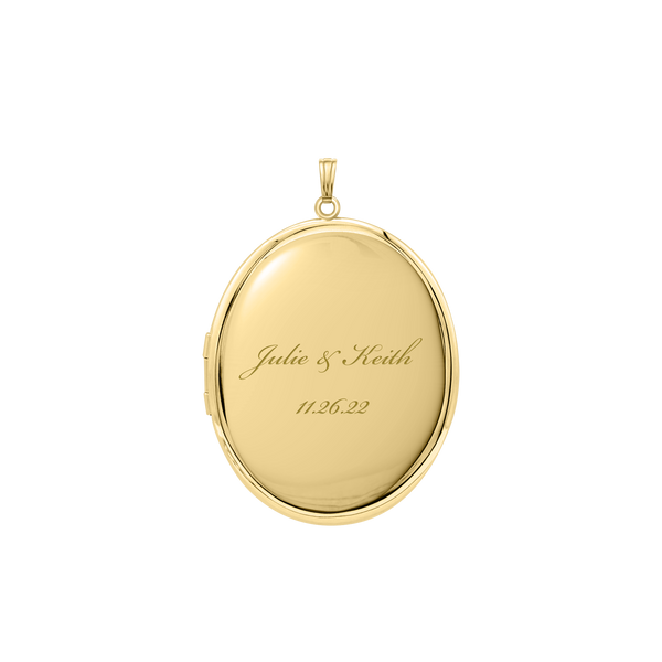 Plain Oval Locket in Sterling Silver 18K Yellow Gold Finish with Optional Engraving (23 x 14 mm - 57 x 39 mm)