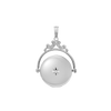 Antique Design Round Locket with Diamonds in Sterling Silver with Optional Engraving (35 x 24 mm)