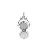 Antique Design Round Locket with Diamonds in Sterling Silver with Optional Engraving (35 x 24 mm)