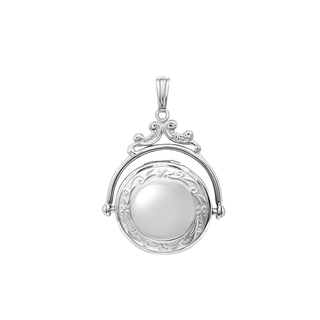 Antique Design Round Locket in Sterling Silver with Optional Engraving (35 x 24 mm)