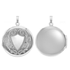 Hand Engraved Design Round Locket in Sterling Silver with Optional Engraving (42 x 33 mm)